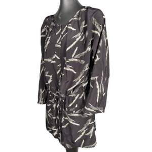 Ulla Johnson Long Silk Grey Feather Leaf Mini Shirt Dress Sz 4